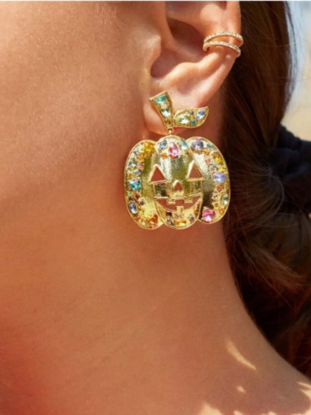 Baublebar Pumpkin stud earrings with pastel stones NEW